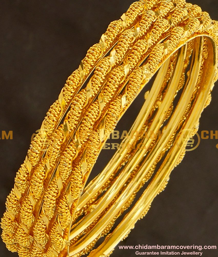 BNG126 - 2.6 Size Trendy Twisted Bangles 4 Pcs Set Daily Wear Collection Online