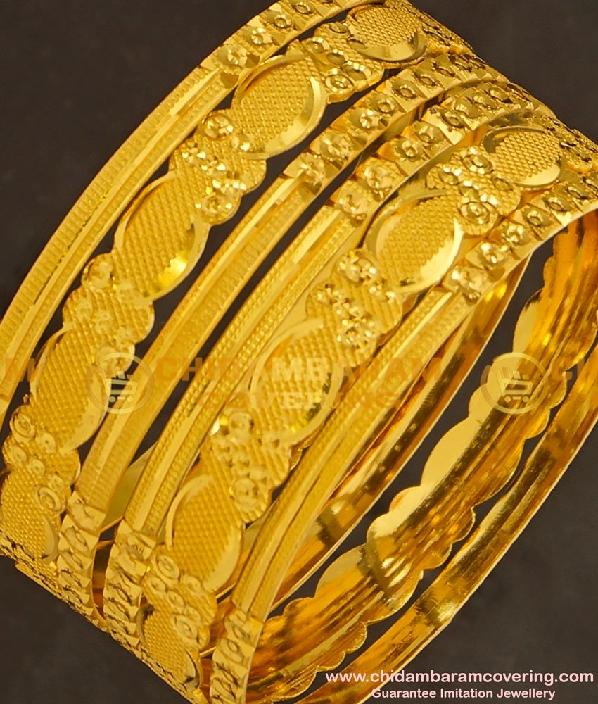 BNG130 - 2.6 Size Latest Model Gold Look 6 Pieces Non Guarantee Bangles Set for Women