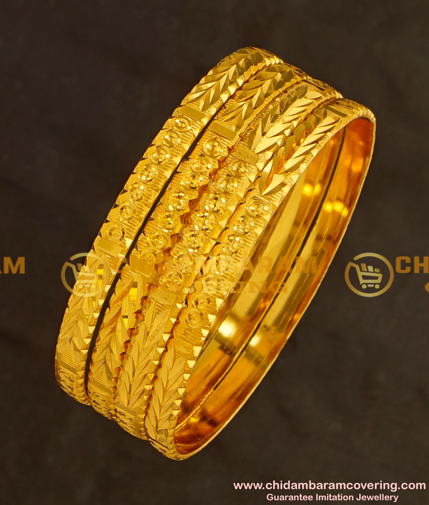 BNG131 - 2.8 Size New Model Golden Colour 4 Pieces Non Guarantee Bangles Set Online