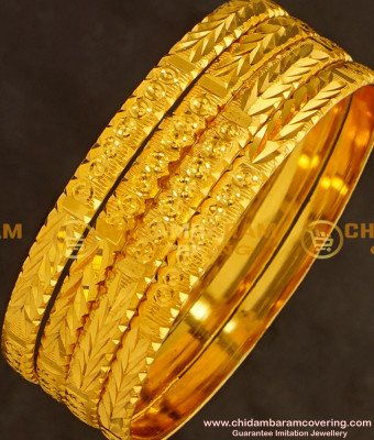 BNG131 - 2.4 Size New Model Golden Colour 4 Pieces Non Guarantee Bangles Set Online