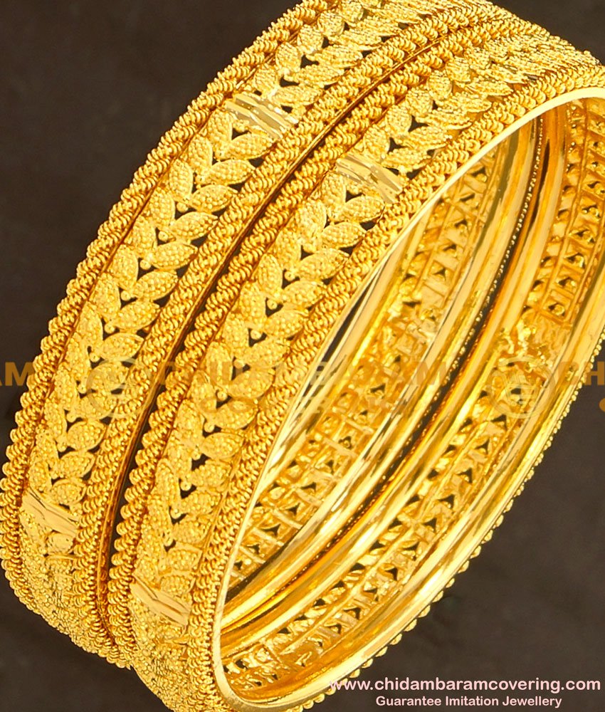 BNG133 - 2.8 Size Gold Plated Latest Collection Party Wear Leaf Design Bangles Online