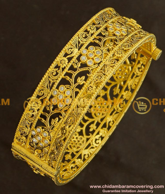 BNG139 - 2.6 Size Stylish Look Antique Stone Screw Type Kada Bangle Design Single Piece for Modern Girls