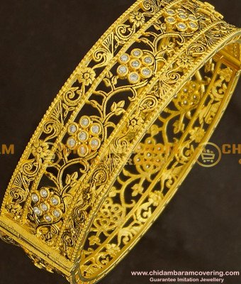 BNG139 - 2.6 Size Stylish Look Antique Stone Screw Type Kada Bangle Design Single Piece for Modern Girls