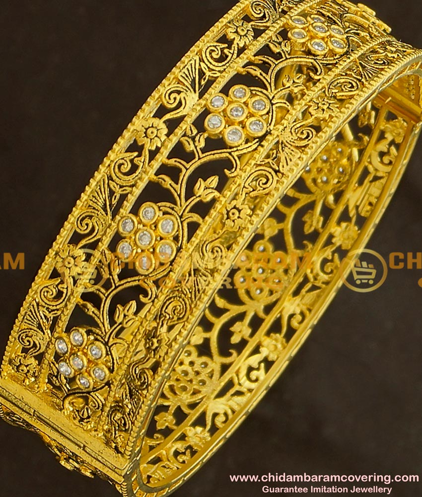 BNG139 - 2.6 Size Stylish Look Antique Stone Screw Type Kada Bangle Design Single Piece for Modern Girls