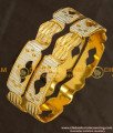 BNG145 - 2.4 Size Unique Pattern White Rhodium Polished Bangles at Best Price in India