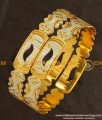 BNG146 - 2.8 Size Designer White Rhodium Laser Cut Bangles Collection buy Online 