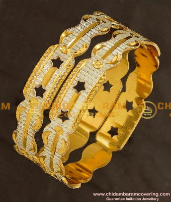 BNG148 - 2.4 Size Trendy White Gold Design Non Guarantee Bangles for Women 
