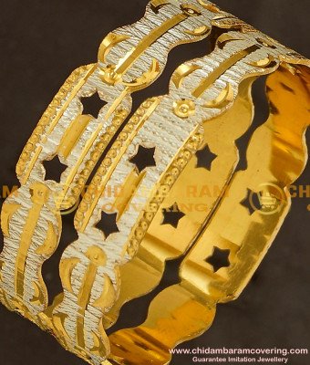 BNG148 - 2.4 Size Trendy White Gold Design Non Guarantee Bangles for Women 