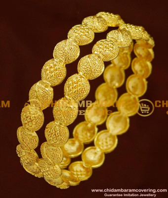 BNG155 - 2.4 Size Stunning Gold Light Weight Bangle Design New Party Wear Collections Online 