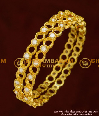 BNG156 - 2.6 Size Semi Precious Full White Stone Designer Bangles for Women