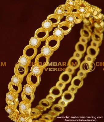 BNG156 - 2.6 Size Semi Precious Full White Stone Designer Bangles for Women