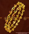 BNG157 - 2.6 Size Beautiful New Model Ruby Emerald Thin Curvy Bangles for Girls
