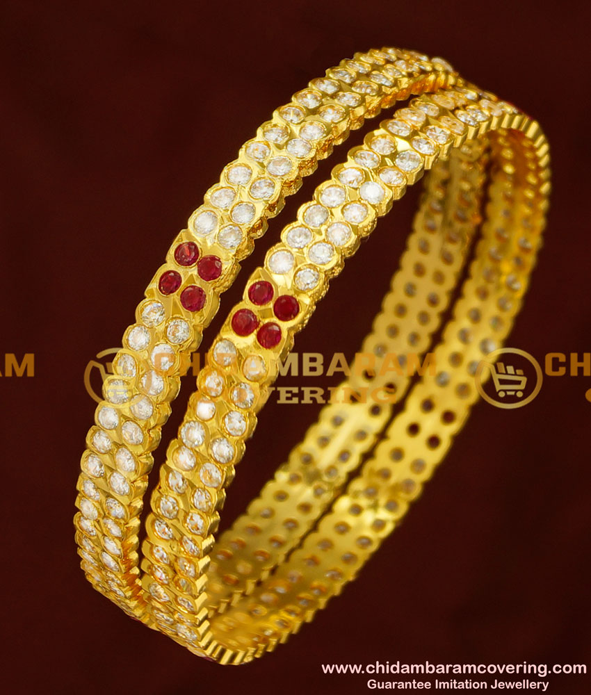 BNG160 - 2.8 Size Traditional Impon Gold Bangle Design First Quality Panchaloha Bangles Online