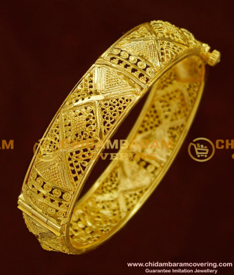 BNG161 - 2.4 Size Stunning Gold Party Wear Broad Single Kada Bangle Online Shopping