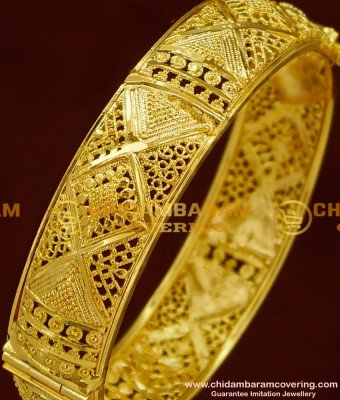 BNG161 - 2.4 Size Stunning Gold Party Wear Broad Single Kada Bangle Online Shopping