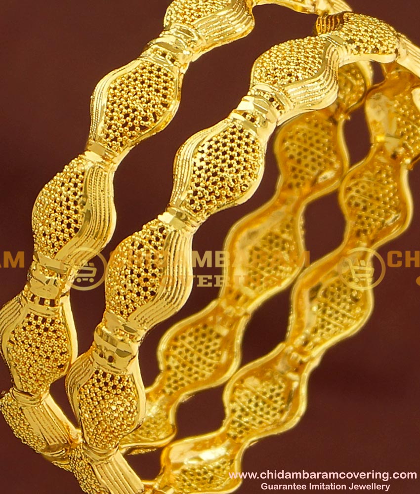 BNG171 - 2.8 Size Latest Design Gold Pattern Bangles Bridal Wear Bangles Collection Online