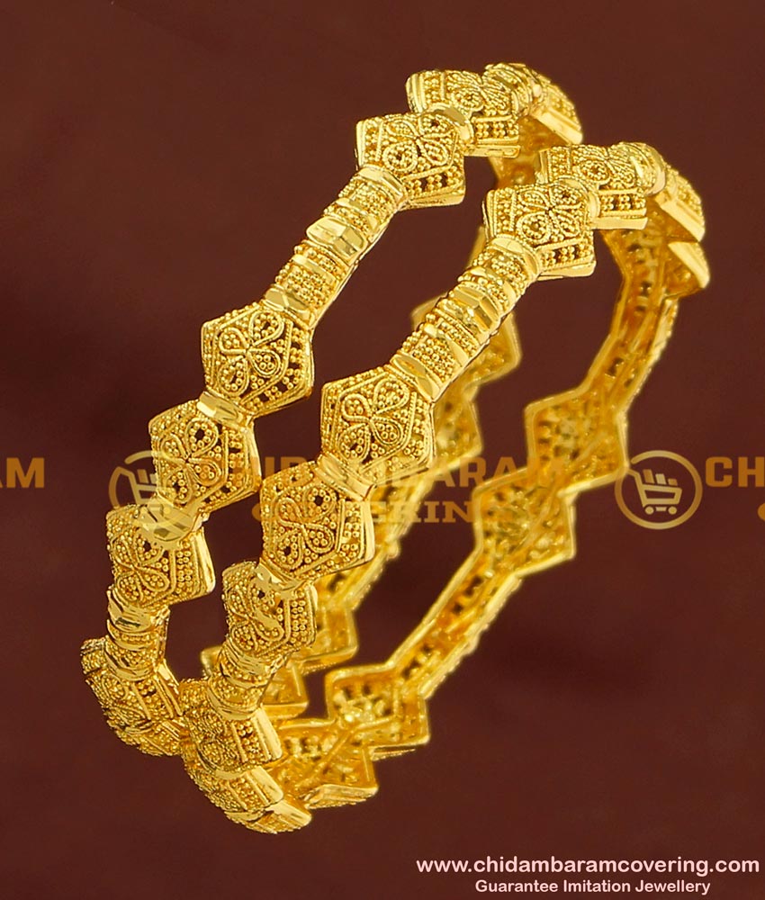 BNG172 - 2.8 Size Unique Light Weight Party Wear Bangles Design One Gram Jewellery Online