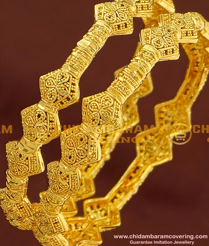 BNG172 - 2.8 Size Unique Light Weight Party Wear Bangles Design One Gram Jewellery Online