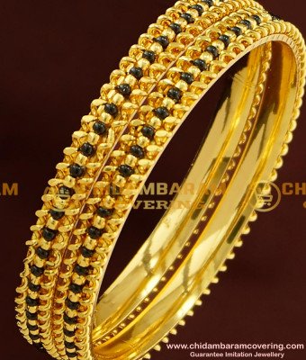 BNG173 - 2.4 Size Latest Design Black Beads Bangle Karimani Bangles for Women