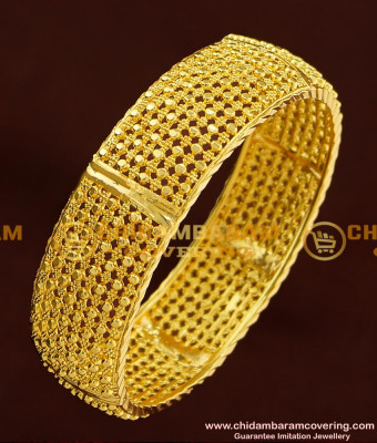 BNG175 - 2.4 Size Gold Look Designer Single Broad Bangle Design for Ladies 