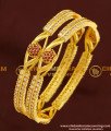 BNG178 - 2.6 Size Elegant Finish Red and White Designer AD Stone Bangles for Women