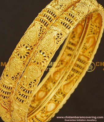 BNG183 - 2.10 Size Latest Gold Design Bridal Wear Bangles One Gram Gold Bangles Collection Online