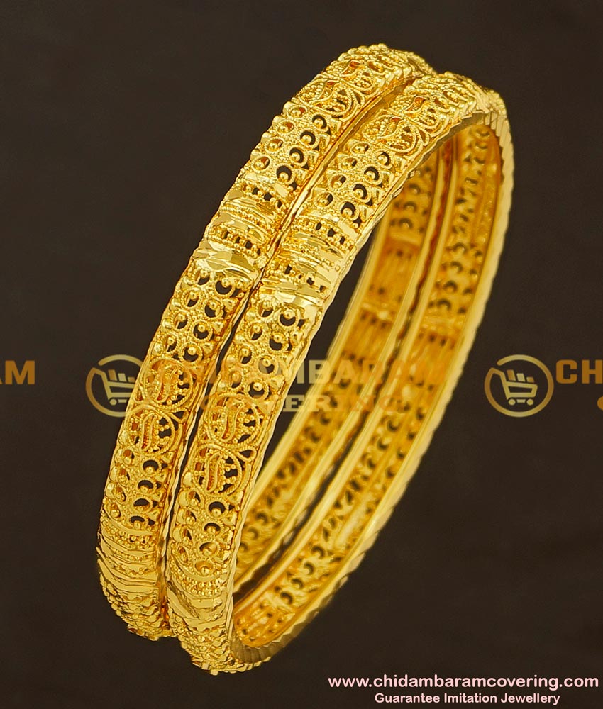 BNG185 - 2.10 Size Latest Unique One Gram Gold Guarantee Bangles Design Collections Online