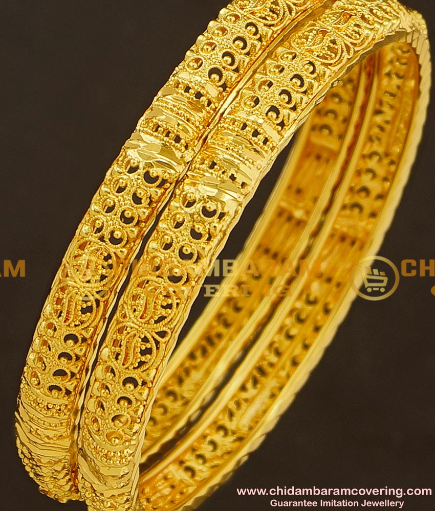 BNG185 - 2.10 Size Latest Unique One Gram Gold Guarantee Bangles Design Collections Online