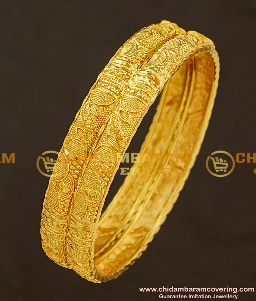 BNG186 - 2.10 Size Stunning Gold Kerala Bangles Design Guarantee Bangle Buy Online