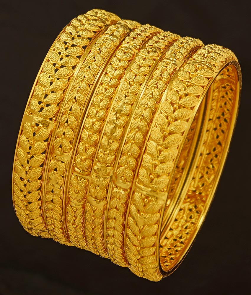 BNG188 - 2.6 Size Latest 6 Piece Bangles Set Bridal Wear Dye Gold Bangles for Wedding 