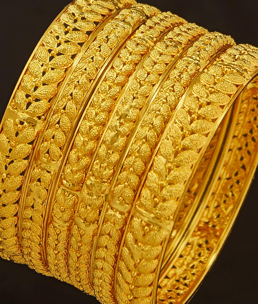 BNG188 - 2.6 Size Latest 6 Piece Bangles Set Bridal Wear Dye Gold Bangles for Wedding 