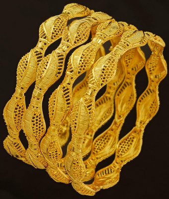 BNG190 - 2.10 Size 4 Pieces Light Weight Gold Bangles Designs Non Guarantee Bangle Low Price Buy Online