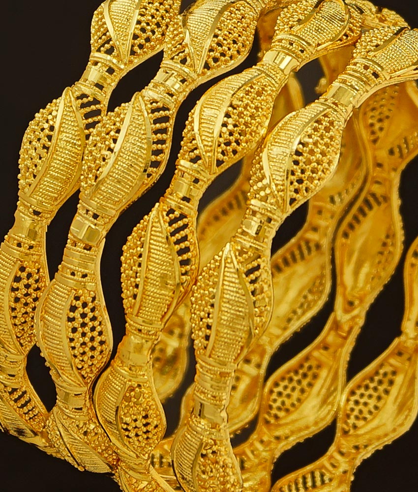 BNG190 - 2.6 Size 4 Pieces Light Weight Gold Bangles Designs Non Guarantee Bangle Low Price Buy Online