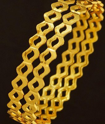 BNG204 - 2.6 Size New Design One Gram Gold Bangles Neli Valayal South Indian Guarantee Bangle Online