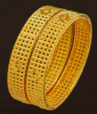 BNG210 - 2.4 Size New Style Gold Plated Bridal Wear Designer Broad Bangles Set Online