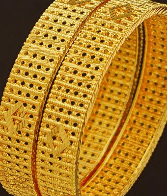 BNG210 - 2.4 Size New Style Gold Plated Bridal Wear Designer Broad Bangles Set Online