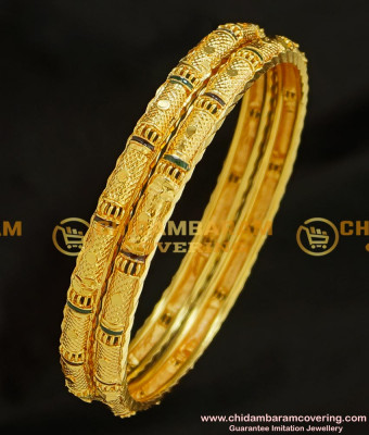 BNG211 - 2.6 Size Elegant Look Gold Plated Enamel Design Gold Plated Bangles  