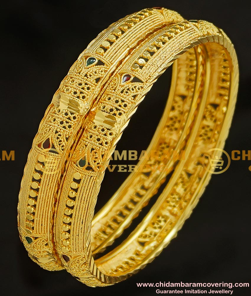 BNG216 - 2.4 Size Wedding Bangle Gold Design Enamel Coating Bangles Imitation Jewelry 