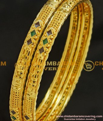 BNG217 - 2.4 Size Simple Light Gold Covering Enamel Finish Thin Daily Wear Bangles 