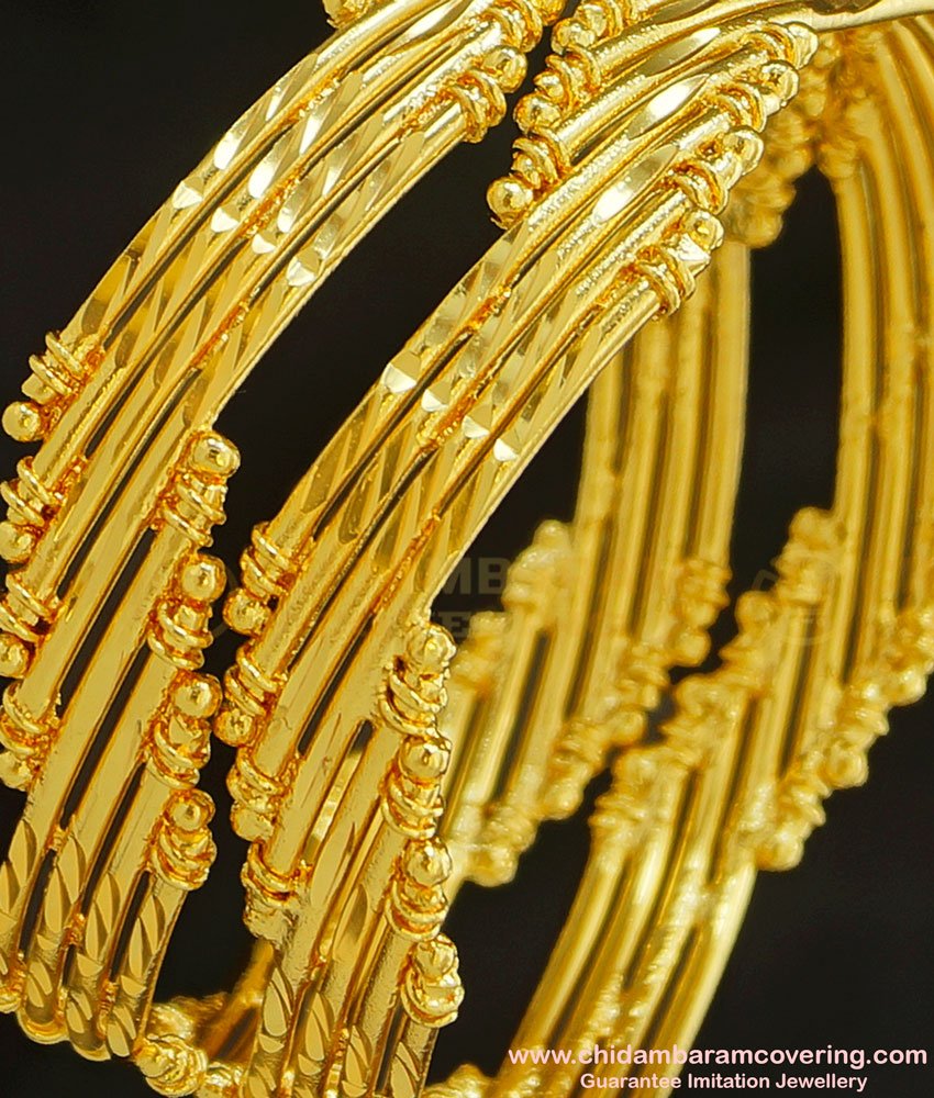 BNG222 - 2.4 Size New Pattern Curvy Shape Designer Guarantee Bangles for Wedding