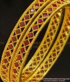 BNG223 - 2.6 Size Latest Gold Ruby Bangle Design Gold Plated Stone Bangles for Women
