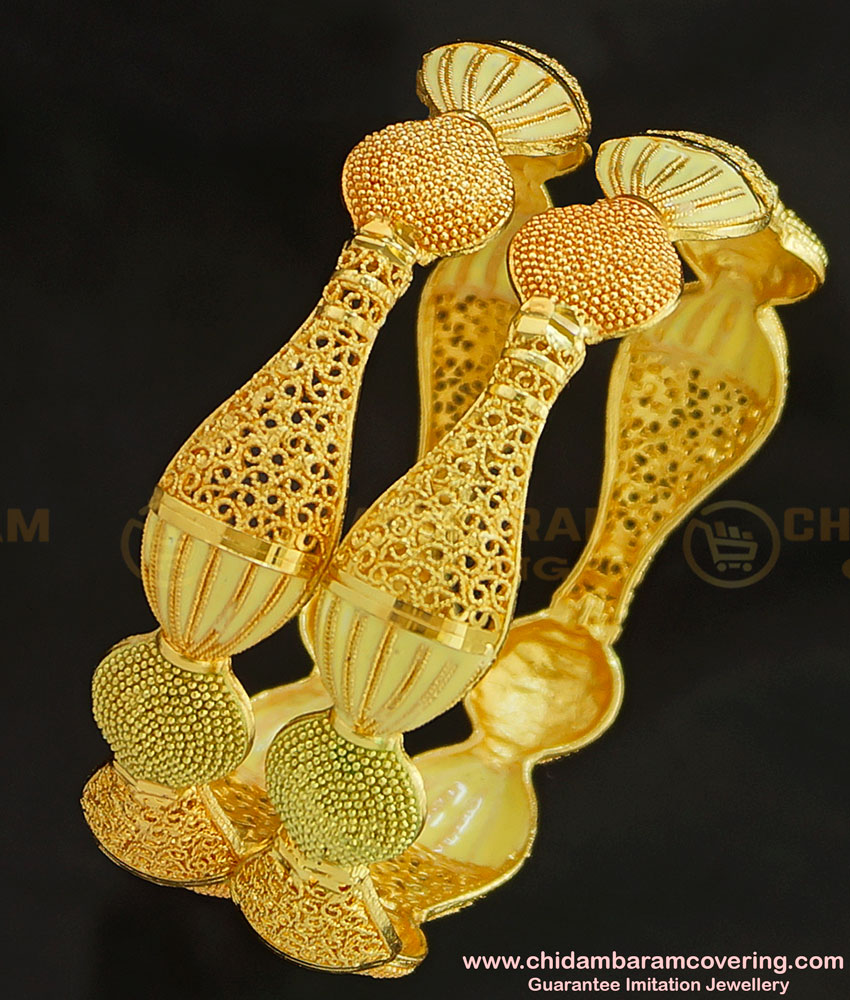 BNG225 - 2.6 Size Beautiful Party Wear Rose Gold Finish Fancy Bangles Imitation Jewellery