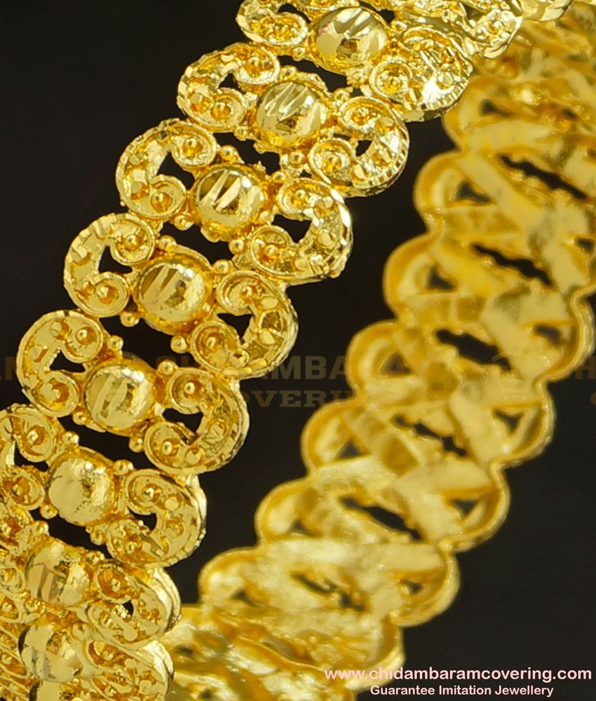 BNG226 - 2.8 Size 1 Gram Gold Party Wear Broad Single Piece Designer Bangle for Women