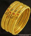 BNG232 - 2.4 Size First Quality One Gram Gold Forming Bridal Wear Enamel with Red Stone Gold Forming Set Of 4 Bangles Online