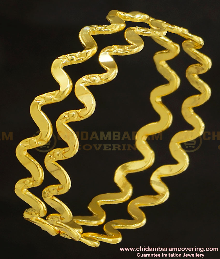 BNG239 - 2.10 Size Traditional Daily Wear Neli Bangles Set Of 2 Pcs for Women Guaranteed Gold Plated Bangles 