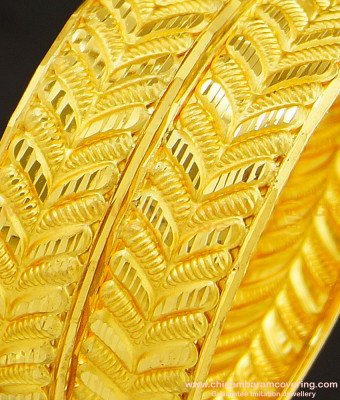 BNG240 - 2.4 Size Beautiful Leaf Design Broad Bangle Design Non Guarantee Bangles for Women 