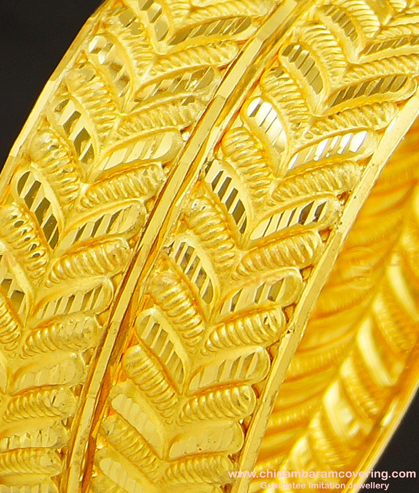 BNG240 - 2.6 Size Beautiful Leaf Design Broad Bangle Design Non Guarantee Bangles for Women 