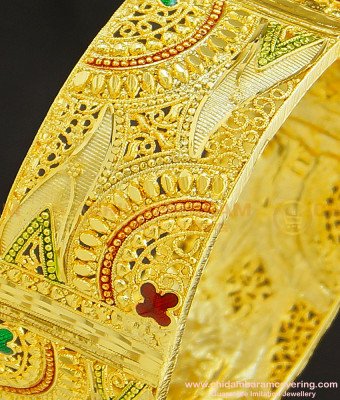 BNG246 -2.8 Size Wedding Collection Gold Plated Enamel Forming Designer Kada Screw Open Bangle Online