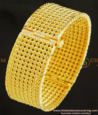 BNG249 -2.4 Size Unique Party Wear Golden Dot Forming Gold Adjustable Screw Bangle Online
