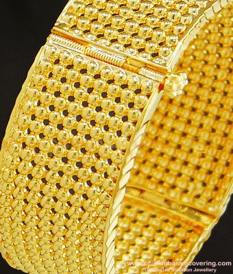 BNG249 -2.4 Size Unique Party Wear Golden Dot Forming Gold Adjustable Screw Bangle Online